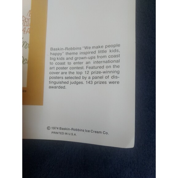 VINTAGE 1974 BASKIN-ROBBINS "We Make People Happy " ICE CREAM BOOK COVER - Picture 2 of 7